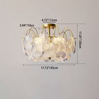Traditional French Iron Glass Round Flower 5/6 Light Semi-flush Mount Ceiling Light for Living Room