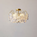 Traditional French Iron Glass Round Flower 5/6 Light Semi-flush Mount Ceiling Light for Living Room