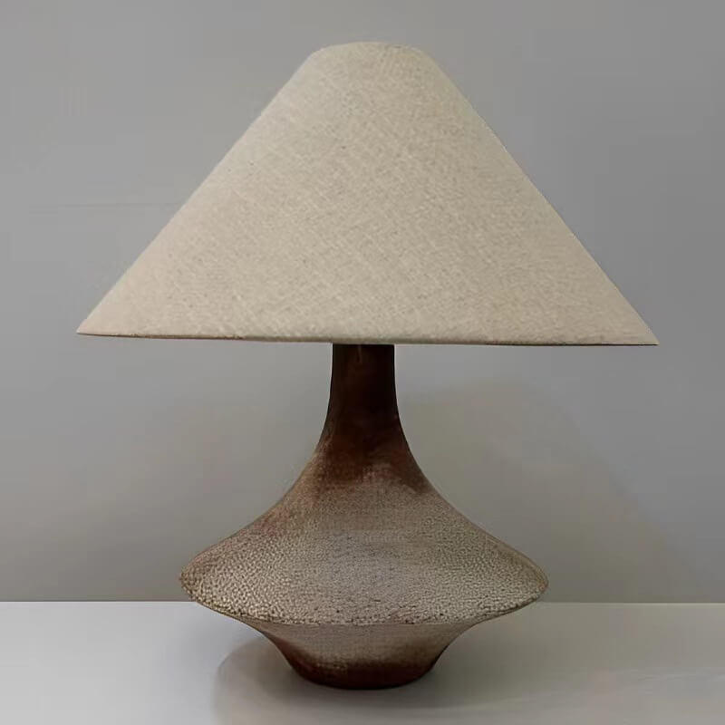 Wabi-Sabi Vintage Cone Vase Base Ceramic Fabric 1-Light Table Lamp Lumendat