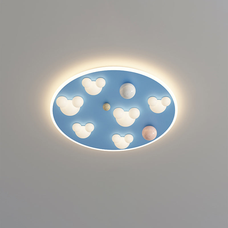 Lumendat Contemporary Creative Kids Iron Acrylic Round Irregular Shape Mouse Cloud LED Flush Mount Ceiling Light For Bedroom Lumendat