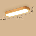 Traditional Japanese Rectangular Solid Wood Acrylic LED Flush Mount Ceiling Light For Living Room Lumendat