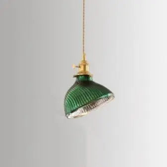 Nordic Vintage Tiffany Green Glass Island Chandelier – 1/2/3 Light, Brass Lumendat