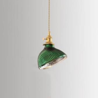 Nordic Vintage Tiffany Green Glass Island Chandelier – 1/2/3 Light, Brass