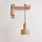 Japanese Modern Wood Retractable Folding 1-Light Wall Sconce Lamp Lumendat