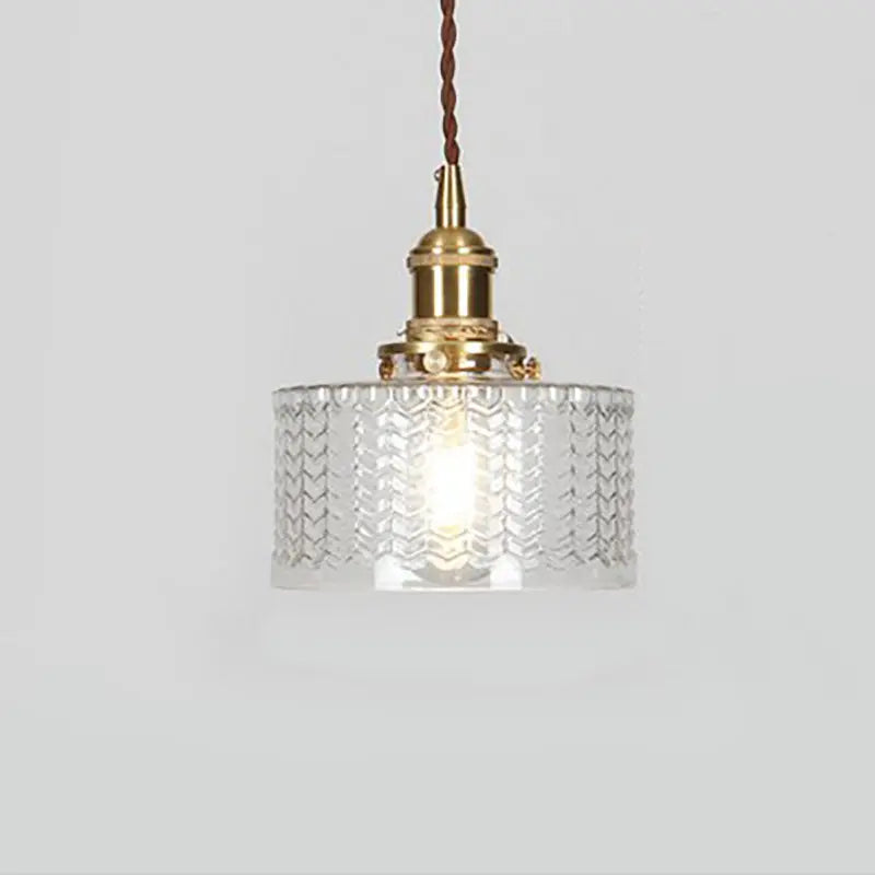 Japanese Vintage Brass Glass Round Jar 1-light Pendant Light Lumendat