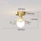 Modern Light Luxury Glass Flower Design Iron 1-light Semi-flush Mount Ceiling Light