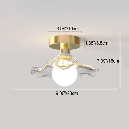 Modern Light Luxury Glass Flower Design Iron 1-light Semi-flush Mount Ceiling Light
