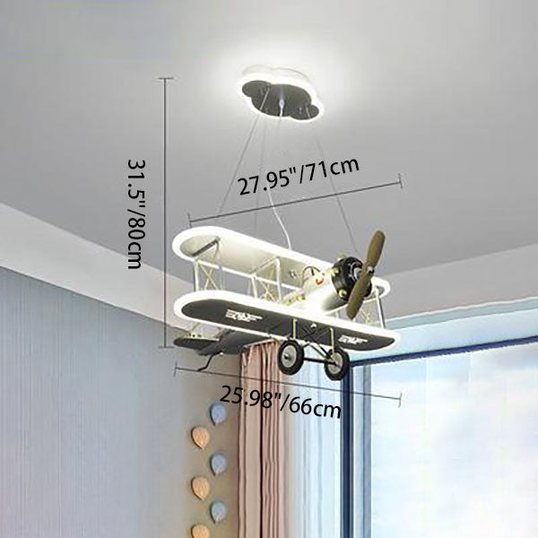 Lumendat Contemporary Creative Hardware Kids Aircraft LED Downrods Ceiling Fan Light For Bedroom Lumendat