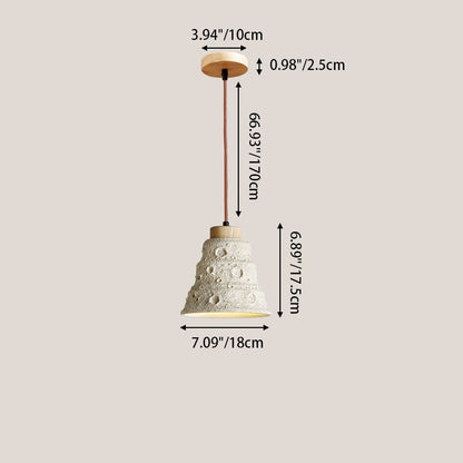 Contemporary Scandinavian Cylinder Cone Cement Solid Wood 1-light Pendant Light for Living Room