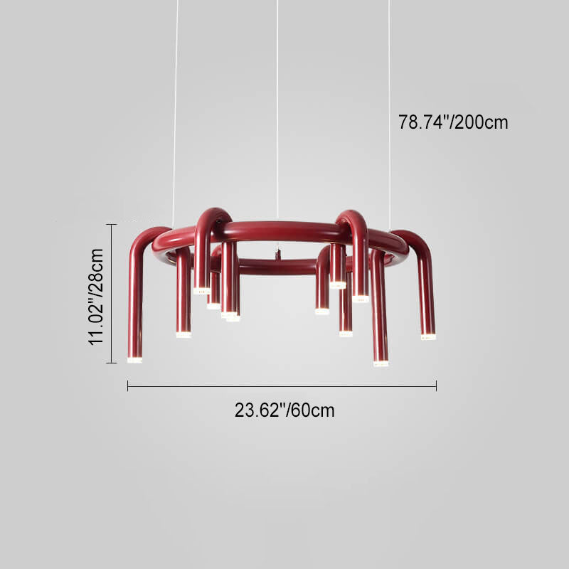 Modern Mid-century Iron Geometric Line Combination LED Chandelier for Living Room