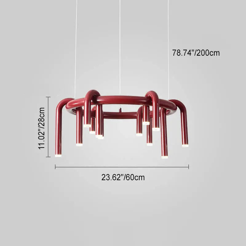 Modern Mid-century Iron Geometric Line Combination LED Chandelier for Living Room Lumendat