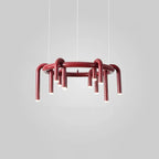 Modern Mid-century Iron Geometric Line Combination LED Chandelier for Living Room Lumendat