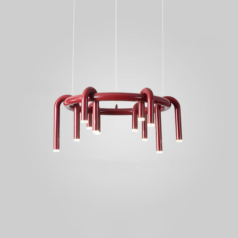 Modern Mid-century Iron Geometric Line Combination LED Chandelier for Living Room