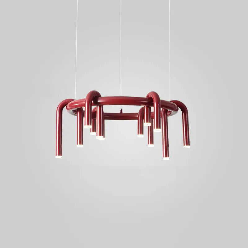 Modern Mid-century Iron Geometric Line Combination LED Chandelier for Living Room Lumendat