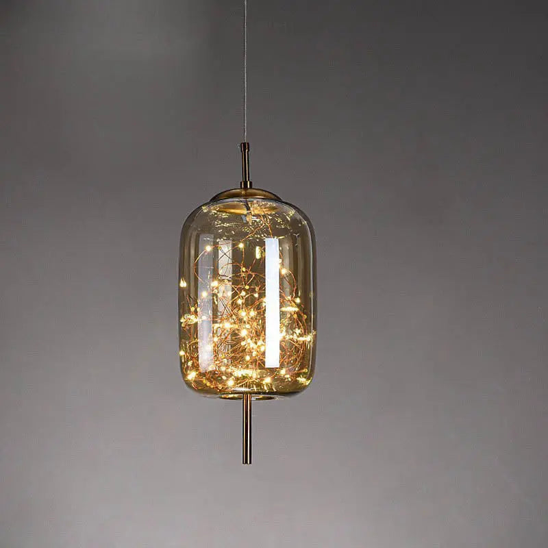 Contemporary Scandinavian Cylinder Oval Glass 1-light Pendant Light for Bedroom Lumendat