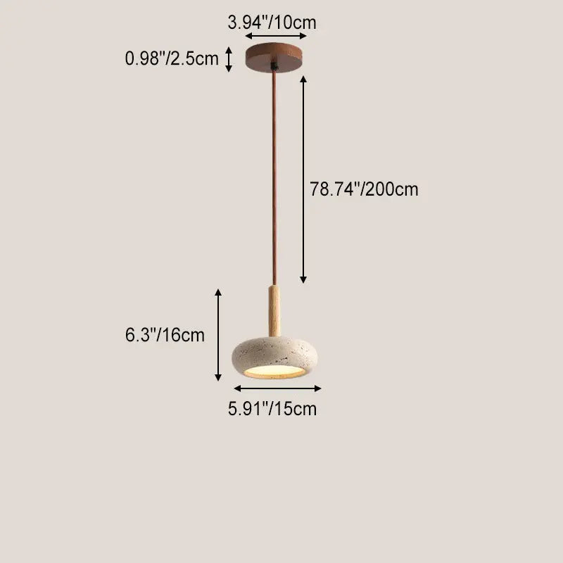 Contemporary Scandinavian Oval Solid Wood Yellow Travertine LED Pendant Light for Living Room BulbSquare