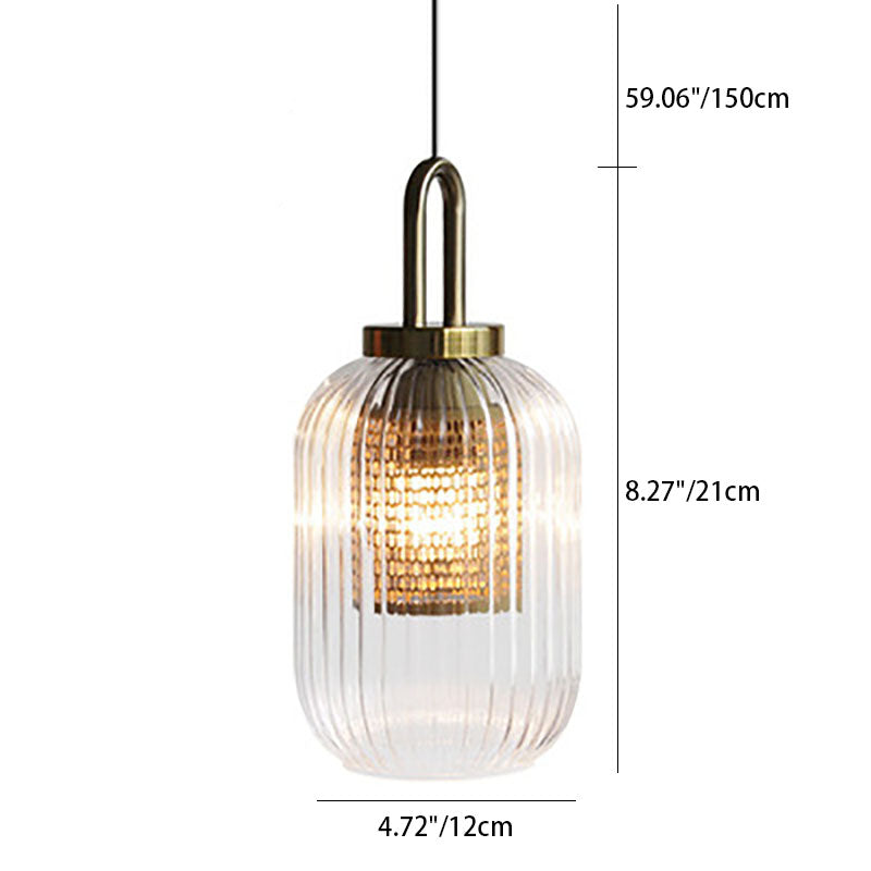 Modern Luxury Lantern Iron Glass 1-light Pendant Light for Living Room