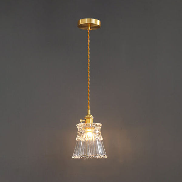 Modern Luxury Glass Bell Shade Brass 1-light Pendant Light BulbSquare