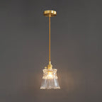 Modern Luxury Glass Bell Shade Brass 1-light Pendant Light BulbSquare