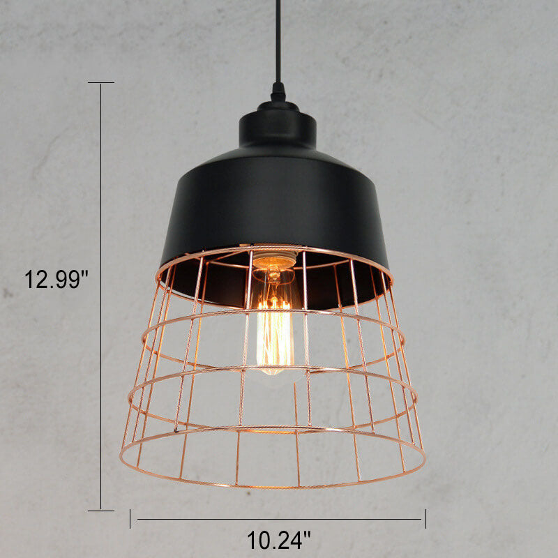 Nordic Creative Iron Cage Geometry 1-light Pendant Light BulbSquare