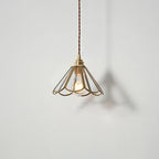 Traditional Japanese Cone Geometric Glass Copper 1-Light Pendant Light Lumendat