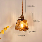 Traditional Vintage Amber Square Glass Brass 1-light Pendant Light for Living Room BulbSquare