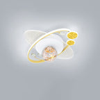 Contemporary Creative Kids Round Orb Moon Iron Acrylic LED Semi-Flush Mount Ceiling Light For Bedroom