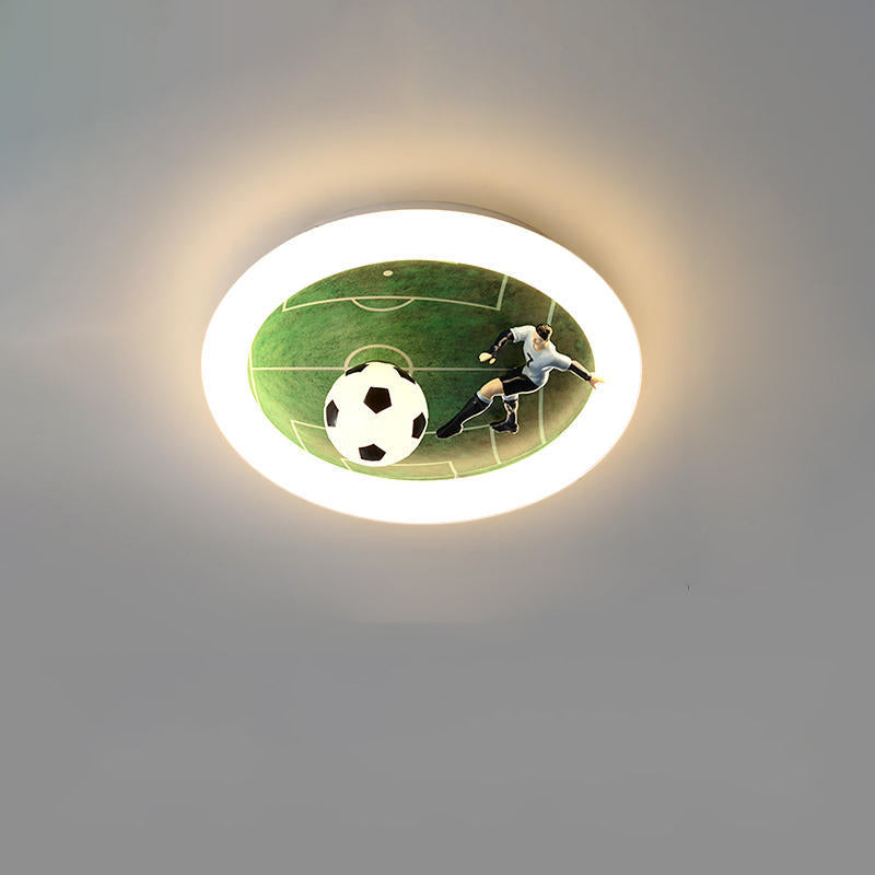 Lumendat Contemporary Creative Kids Football Iron Acrylic LED Flush Mount Ceiling Light For Bedroom Lumendat