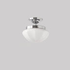 Traditional French Iron Glass Hemispheroid Ripple 1-light Semi-flush Mount Ceiling Light for Hallway