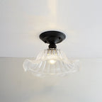 Nordic Vintage Glass Floral Round Geometry 1-Light Semi-Flush Mount Ceiling Light Lumendat