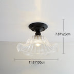 Nordic Vintage Glass Floral Round Geometry 1-Light Semi-Flush Mount Ceiling Light Lumendat