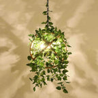 Industrial Vintage Simulation of Greenery Cherry Blossoms Iron Hemp Rope 3-light Chandelier Lumendat
