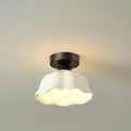 Scandinavian Modern Minimalist Iron Glass Ceramic Flower Diamond 1-Light Semi-Flush Mount Ceiling Light Lumendat