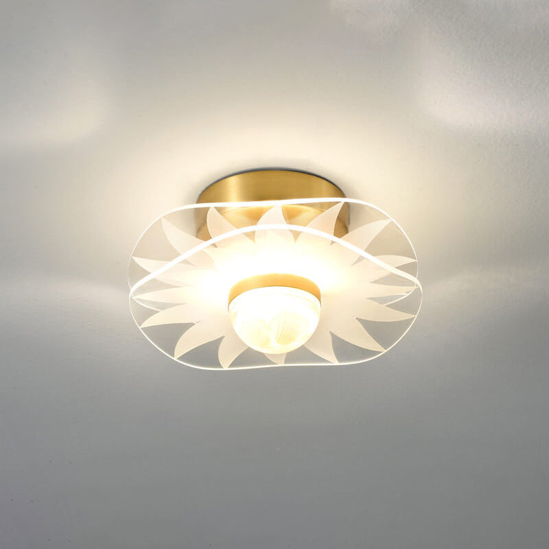 Creative Gold Double Layer Overlap Design LED Semi-flush Mount Light