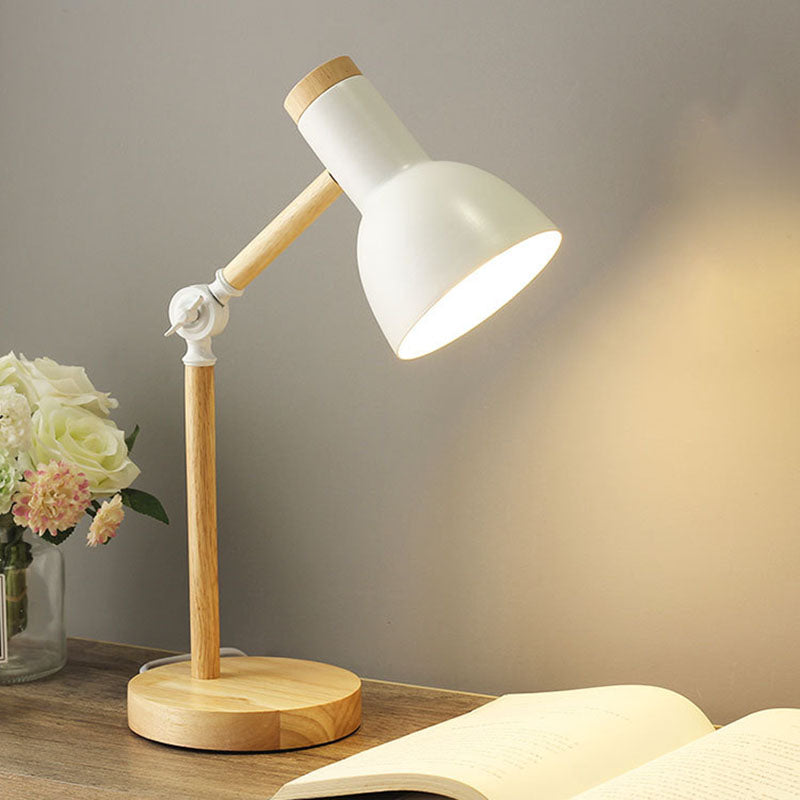 Contemporary Nordic Iron Semi-Circular Shade Wooden Base 1-Light Table Lamp For Study Lumendat