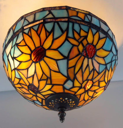 European Vintage Tiffany 2-Light Flush Mount Lighting