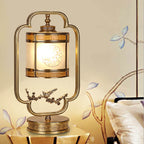 Chinese Glass Full Copper Carved 1-Light Table Lamp Lumendat
