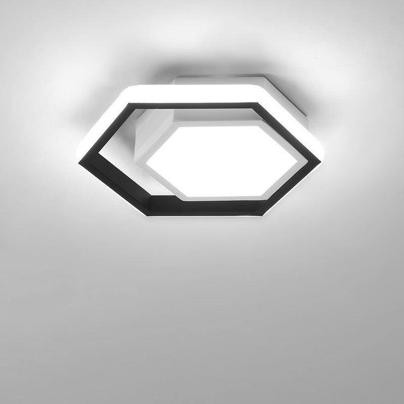 Modern Minimalist Geometric Hexagonal Ring LED Flush Mount Ceiling Light