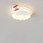 Lumendat Modern Art Deco Kids Iron PE Rocket Cloud Round LED Flush Mount Ceiling Light For Bedroom Lumendat