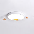 Lumendat Contemporary Scandinavian Iron Acrylic Wood Round Planet Design LED Kids Flush Mount Ceiling Light For Bedroom Lumendat