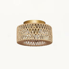 Contemporary Boho Rattan Weaving Cage 3-light Semi-flush Mount Ceiling Light for Living Room