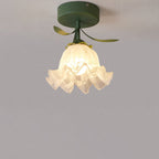 Contemporary Creative Cream Flower Pod Flower Globe Iron Glass 1-light Semi-flush Mount Ceiling Light for Hallway