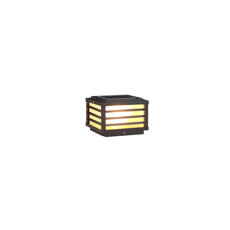 Modern Minimalist Waterproof Solar Square Aluminum PC LED Post Landscape Lighting for Garden Lumendat