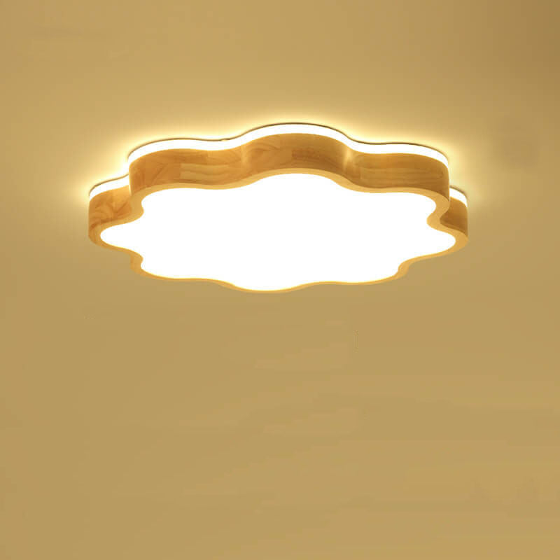 Nordic Flower Shape Wooden LED Flush Mount Ceiling Light Lumendat