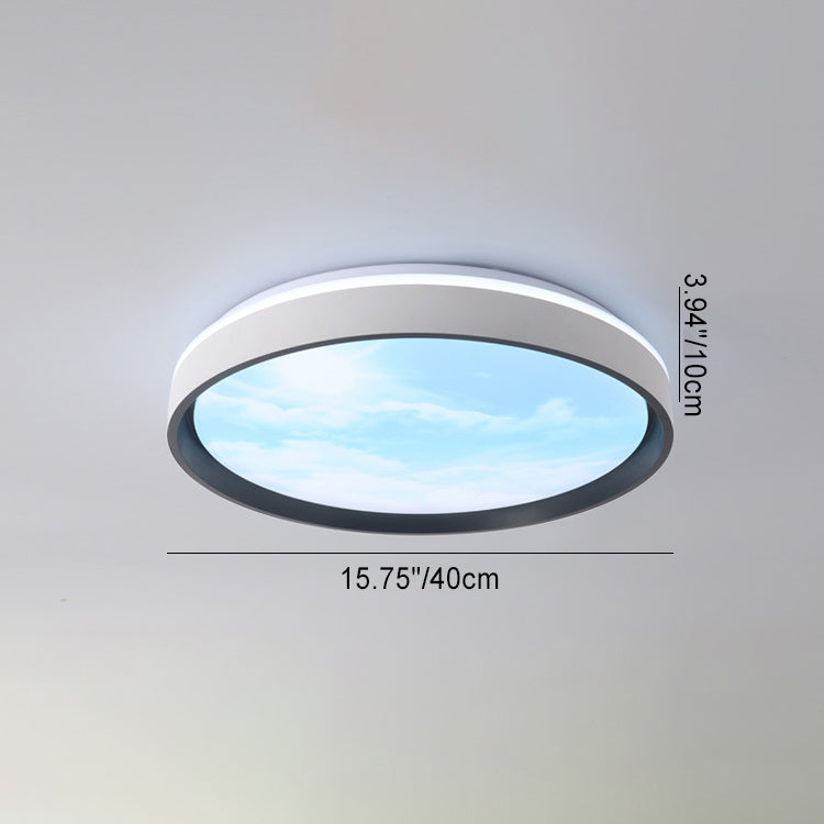 Modern Simplicity Iron Acrylic Round Square Rectangular Sunny Sky LED Flush Mount Ceiling Light For Living Room Lumendat