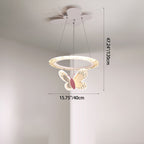 Lumendat Contemporary Creative Kids Round Butterfly Iron Acrylic LED Chandelier For Bedroom Lumendat
