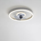 Contemporary Nordic Round Iron Silicone Aluminum Invisible LED Flush Mount Ceiling Fan Light For Living Room & Bedroom Lumendat