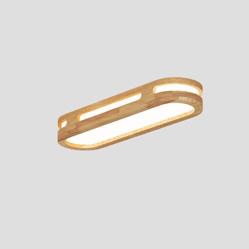 Nordic Minimalist Solid Wood Acrylic Ring LED Flush Mount Ceiling Light BulbSquare