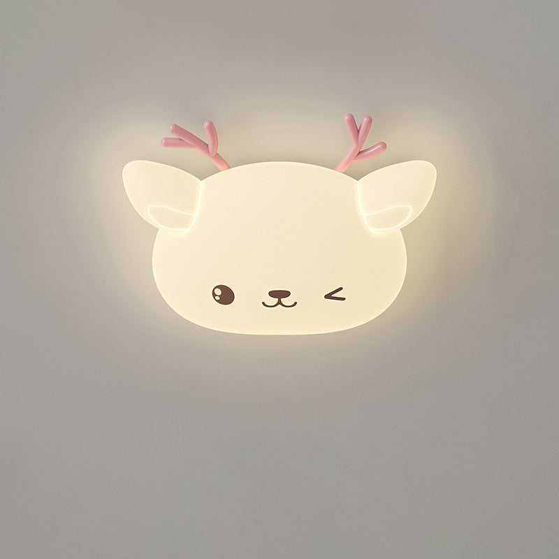 Lumendat Modern Simplicity Kids Iron PE Deer Elliptical LED Flush Mount Ceiling Light For Bedroom Lumendat