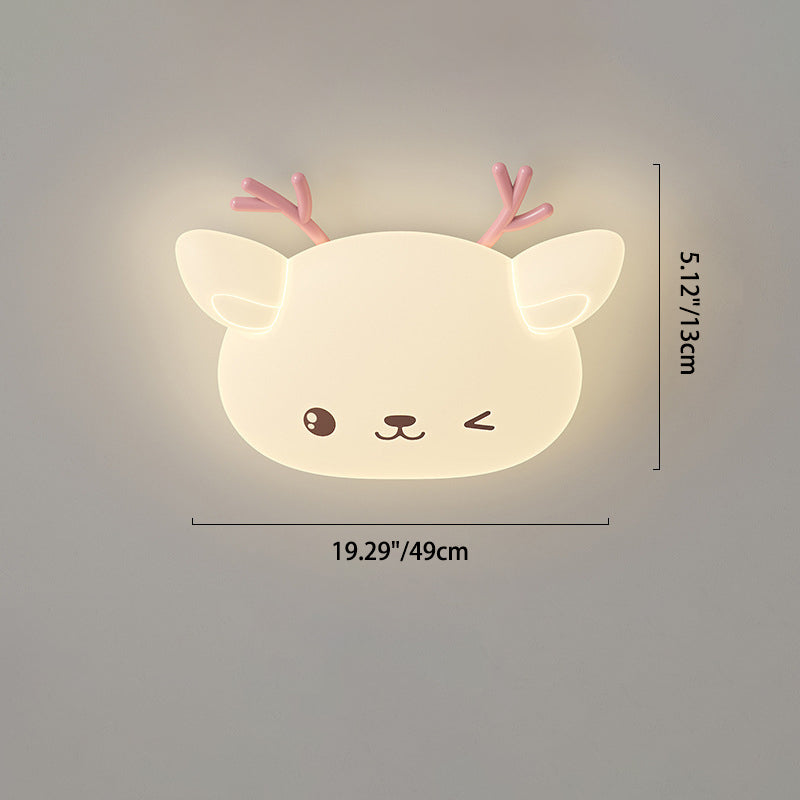 Lumendat Modern Simplicity Kids Iron PE Deer Elliptical LED Flush Mount Ceiling Light For Bedroom Lumendat